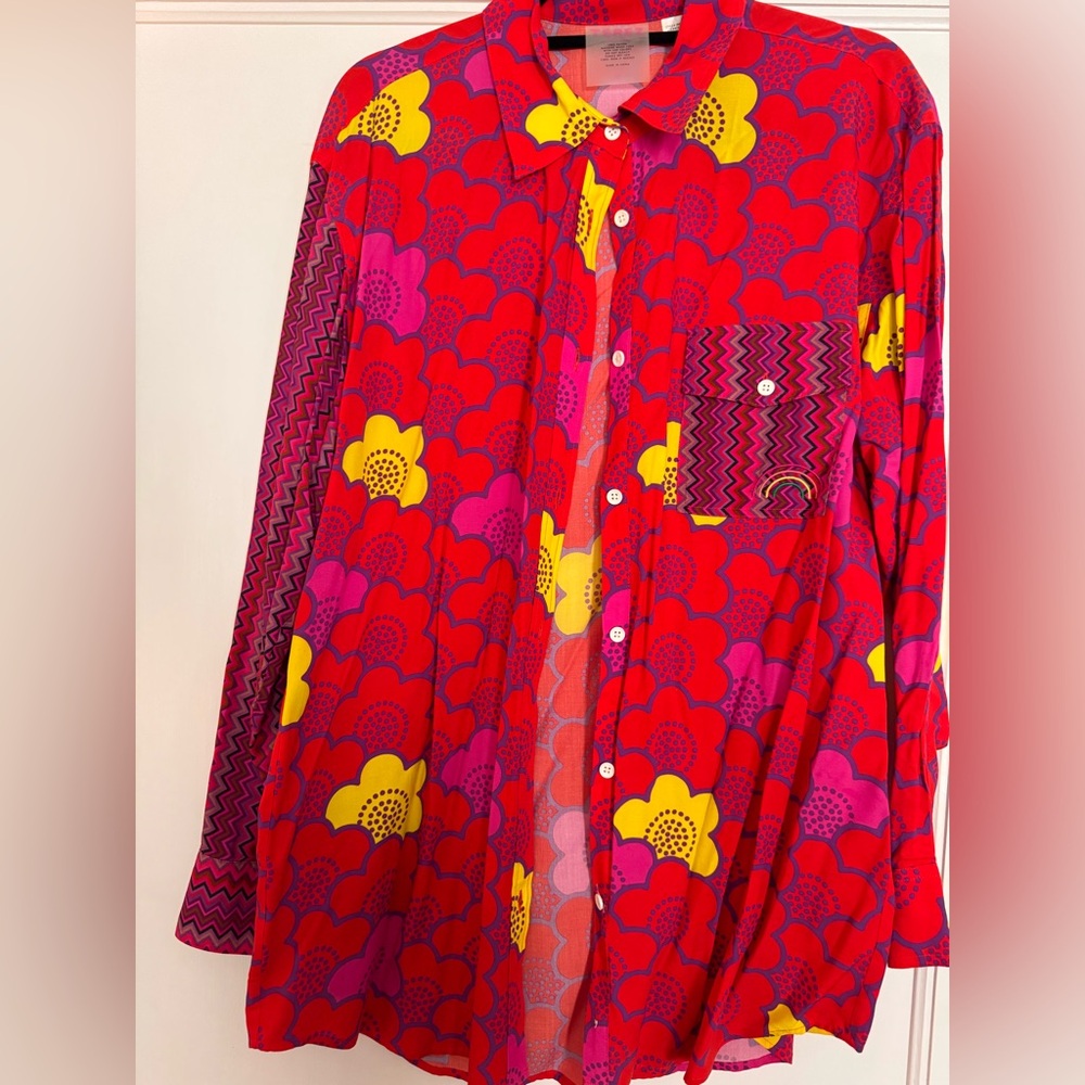 Terez Nested Floral Patchwork Button Down - image 8